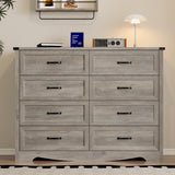 BORNOON 8-Drawer Dresser for Bedroom, Modern Wooden Chest of Drawers with Metal Handles, Anti-Tipping Design, Sturdy and Stable Storage Organizer for Living Room, Entryway, Home Office, Standard BORNOON