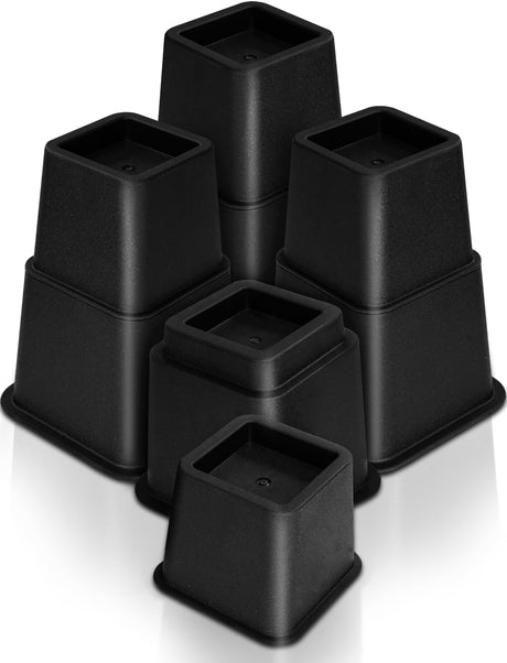 Utopia Bedding Adjustable Bed Furniture Risers - Elevation in Heights 3, 5 or 8 Inch Heavy Duty Risers for Beds - Supports up to 1,300 lbs - (Set of 4 Riser, Black) Utopia Bedding