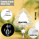 WindMage 4Pack 8inch Sublimation Wind Spinner Blanks 3D Aluminum Metal Wind Sculpture Kinetic Spinners for Yard and Garden Indoor Art Sublimation Christmas Ornament Hanging Decoration (Xmas Tree) WindMage