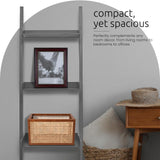 Kiera Grace Providence Hadfield 5 Tier Ladder Shelf Modern Leaning Bookshelf Storage Rack for Home, Office, 18" x 67", Black Kiera Grace