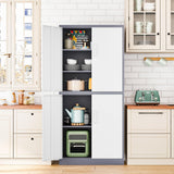 Fesbos 71” Metal Storage Cabinet-Lockable File Cabinet Garage Tool Cabinet with Doors and Shelves-Gray&White Steel Cabinet for Garage-Heavy Duty File Cabinet for Home, Office, Gym, Kitchen, School Fesbos