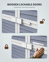 Gizoon Outdoor Storage Cabinet with 3 Shelves, Double Lockable Wooden Garden Shed with Waterproof Roof, Outside Vertical Tall Tool Shed for Yard Patio Lawn Deck-Grey Gizoon