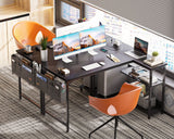 ODK 48 Inch Small L Shaped Gaming Computer Desk with Power Outlets, Reversible Storage Shelves & PC Stand for Home Office, Simple Writing Study Table with Storage Bag for Small Space, Black ODK