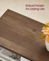 VASAGLE Farmhouse TV Stand for TVs up to 65 Inches, Entertainment Center with Storage Cabinets and Sliding Barn Doors, Media Console Table for Living Room, Rustic White and Honey Brown ULTV535W01 VASAGLE