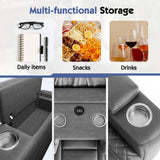 Jocisland Home Theater Seating, Dual Motor Movie Loveseat Leather Recliner with USB & Wireless Charging, 3 Seats Sofa Chair for Media Room w/Electric Headrest, LED Light,Fold Down Table,4 Cup Holders Jocisland