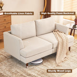 Furnimart Loveseat Sofa 66" W, Deep Seat Sofa for Living Room, 2-Seat Mid Century Couch, Comfy Cloud Couch with Removable Upholstered Cushion Cover, Modern Sofa for Office, Apartment, Bedroom, Beige Furnimart
