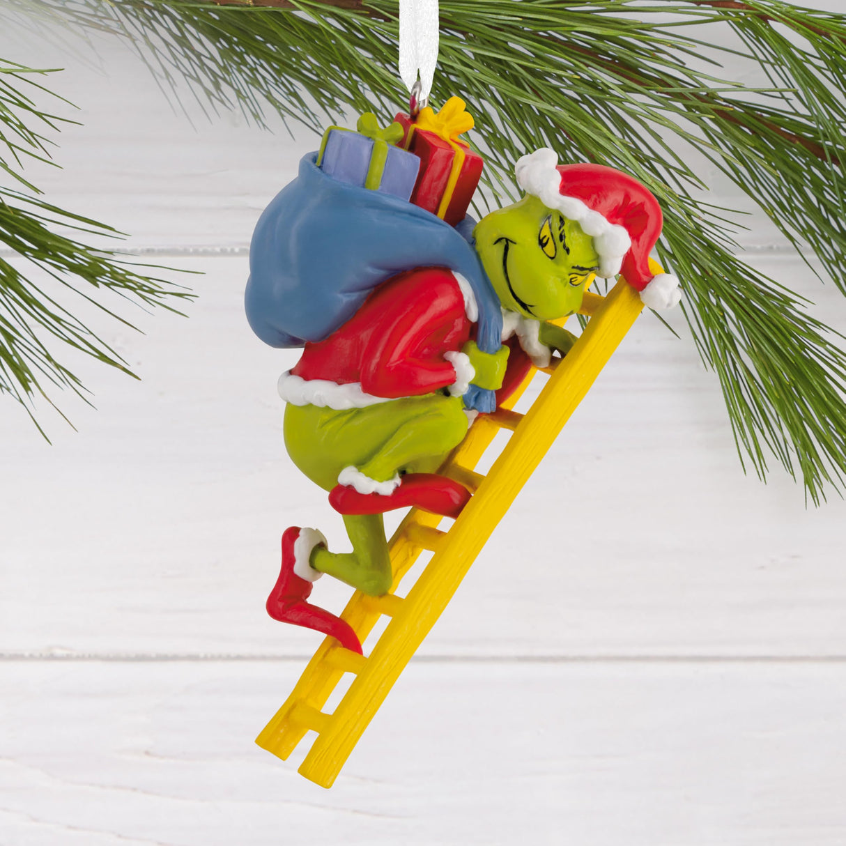 Hallmark Dr. Seuss's How The Grinch Stole Christmas! Grinch on Ladder Christmas Ornament, Christmas Movie Gifts Hallmark