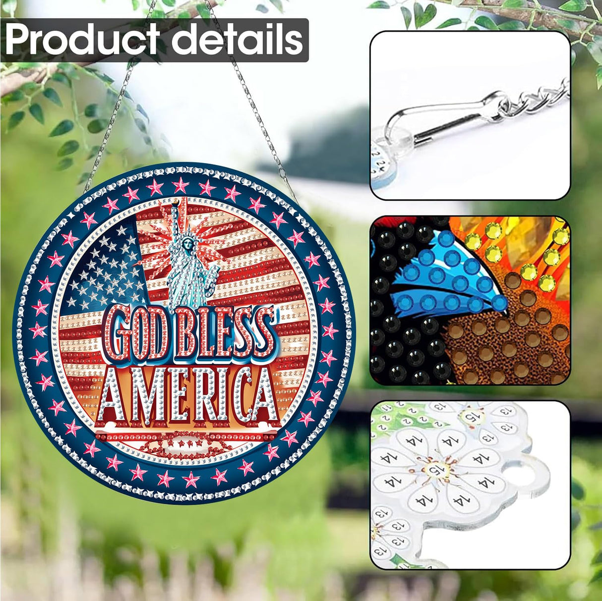 SKRYUIE Hanging Diamond Art Kits for Adults Pendant Statue of Liberty, Special Shaped Crystal DIY Diamond Painting Kit, Acrylic Board Wreath Pendants Double Sided, Home Decor 7.48 x 7.32 Inch c10 SKRYUIE