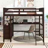 Harper & Bright Designs Full Size Loft Bed with Desk and Storage, Solid Wood Loft Bed Frame with Drawers and Shelves, for Kids Teens Adults -Espresso Harper & Bright Designs