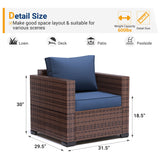 UDPATIO Patio Wicker Single Sofa, Outdoor Rattan Sectional Couch Furniture All Weather Armchair Additional Chair for Furniture Set w/Non-Slip Cushion Deep Seating High Back UDPATIO