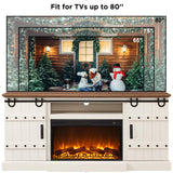 OKD 70" Fireplace TV Stand for 75+ 80 Inch TV, Farmhouse Highboy Entertainment Center with 30" Electric Fireplace & Sliding Barn Doors, Rustic Tall Media Console Cabinet for Living Room, Antique White OKD