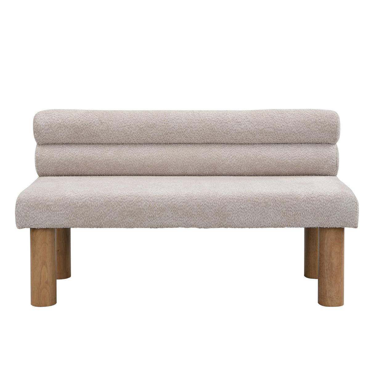 Christopher Knight Home Wally Boucle Upholstered Dining Bench, Modern Large Dining Room Chair, Entryway Ottoman Bench, Bedroom End of Bed Seating, Armless Desing and Wooden Frame, Light Gray+Natural Christopher Knight Home