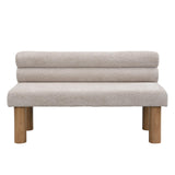 Christopher Knight Home Wally Boucle Upholstered Dining Bench, Modern Large Dining Room Chair, Entryway Ottoman Bench, Bedroom End of Bed Seating, Armless Desing and Wooden Frame, Light Gray+Natural Christopher Knight Home