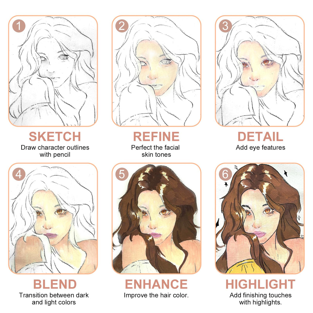 NICETY 32 Acrylic Paint Markers Paint Pens Skin Tone Series Set Brush Tip & Fine Tip for Rock Painting, Wood, Canvas, Glass, Mugs, Metal, DIY Projects(Skin) NICETY