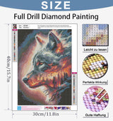 Benjenes Diamond Art Kits for Adults, Wolf Diamond Painting Kits for Adults, 5D DIY Round Drill Gem Art Paint with Diamonds Dots Crafts Kits for Home Decor Gift 12x16inch Benjenes