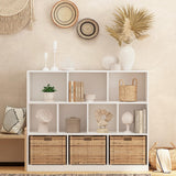 NewBeth Wooden 10 Cube Book Shelf with Base,3 Tier Freestanding Horizontal Bookshelf, Open Bookcase Cube Shelf Storage Organizer for Bedroom, Living Room, Office, Study Room, White NewBeth