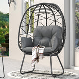 YITAHOME Egg Chair with Stand Outdoor Indoor Egg Lounge Chair with Cushion Wicker Chair PE Rattan Chair Included for Patio, Garden, Backyard, Porch, Gray YITAHOME