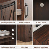 AMERLIFE Fireplace TV Stand with Sliding Barn Door for TVs up to 73", Farmhouse 63" Fireplace Entertainment Center with Storage Cabinets/Adjustable Shelves, Reclaimed Barnwood AMERLIFE