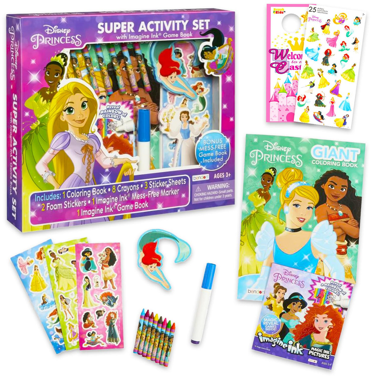 Disney Princess Ultimate Activity Set - Bundle with Disney Princess Imagine Ink Coloring Books, Stickers, Games, Puzzles, Drawing and More | Disney Princess Activities for Girls, Kids Disney