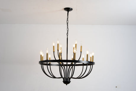 15-Light Industrial Iron Candle Chandelier Modern Farmhouse Pendant Light HouseOfZazla