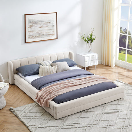 Modern Upholstered Bed Frame With Thick Fabric And Headboard HouseOfZazla