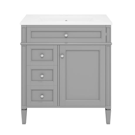 Bathroom Vanity With Medicine Cabinet, Royal Mirror Cabinet, Modern Bathroom Storage Cabinet With 2 Soft Closing Doors And 4 Drawers HouseOfZazla