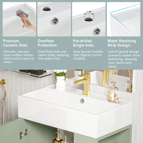 Bathroom Vanity, Combo Cabinet, Bathroom Storage Cabinet, Single Ceramic Sink HouseOfZazla