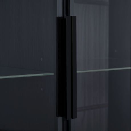 Modern Minimalist Style LED Curio Cabinet With Tempered Glass Door, Metal Legs HouseOfZazla