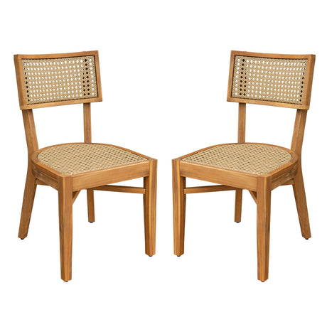 Netro Acacia Wood Dining Chair with Light Brown Wicker HouseOfZazla