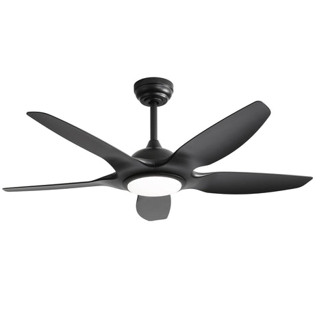 Ceiling Fan With Dimmable LED Light And Remote Control, 5 Blades DC Motor - Black HouseOfZazla