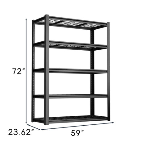 Garage Storage Rack, 5 Layer Adjustable Shelving Unit For Warehouse - Black HouseOfZazla