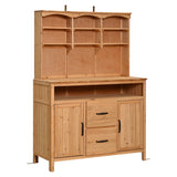 TOPMAX Large Fir Wood Potting Bench with Hutch, Cabinets & Drawers