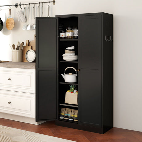 Kitchen Pantry Cabinet With 4 Adjustable Shelves, Heavy Duty Freestanding Organizer HouseOfZazla