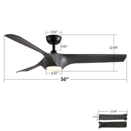 Reversible Quiet Motor Ceiling Fan Light With ABS Blades HouseOfZazla