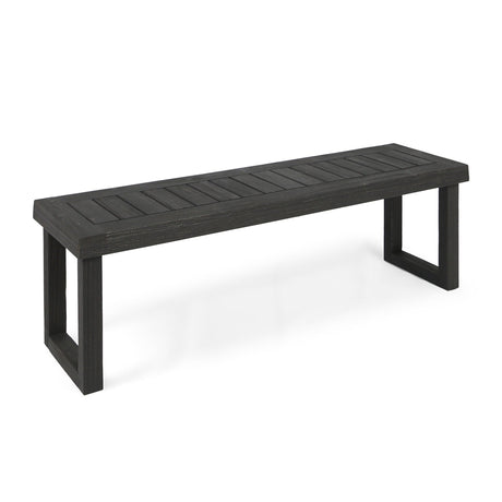 Realm - Outdoor Bench With Slat Panel Top And Base - Dark Gray HouseOfZazla