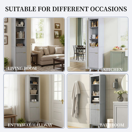 Tall Bathroom Storage Cabinet With Adjustable Shelves And 1 Drawer & Door HouseOfZazla