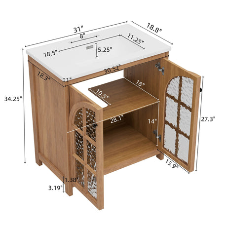 Vintage Farmhouse Bathroom Vanity with Ceramic Sink HouseOfZazla