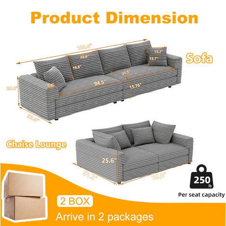4 Seat Sofa, Deep Seat Couches With Soft Pillows HouseOfZazla