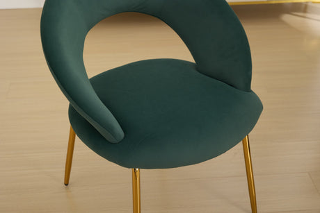 Velvet Fabric Dining Chair with Curved Backrest and Golden Metal Legs HouseOfZazla