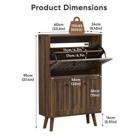 Shoe Cabinet, Upright Storage Unit - Walnut HouseOfZazla