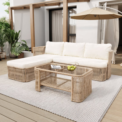 Outdoor PE Rattan Patio Furniture Set with Iron Frame