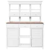 TOPMAX 65.7" Tall Garden Potting Bench Table with Hutch