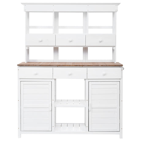 TOPMAX 65.7" Tall Garden Potting Bench Table with Hutch HouseOfZazla
