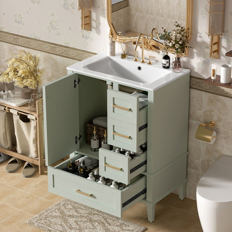 Bathroom Vanity, Modern Bathroom Cabinet With Sink Combo Set, Bathroom Storage Cabinet With A Soft Closing Door And 3 Drawers, Solid Wood Frame HouseOfZazla