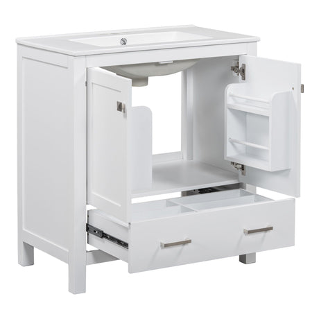 Bathroom Vanity With Single Sink, Combo Cabinet Undermount Sink, Bathroom Storage Cabinet With Two Doors And A Drawer, Soft Closing, Multifunctional Storage, Solid Wood Frame HouseOfZazla