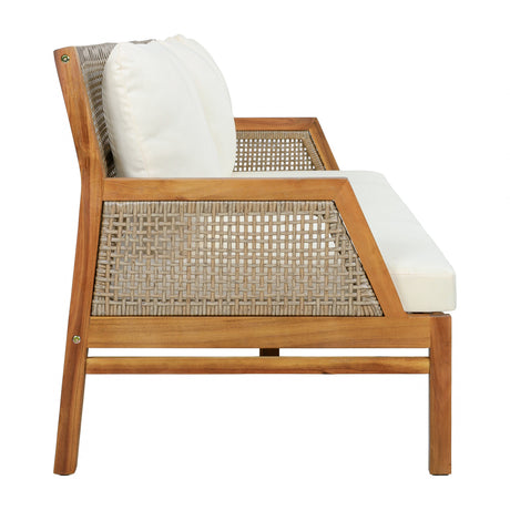 3 Piece Acacia Wood Patio Furniture Set with Coffee Table HouseOfZazla