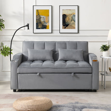 Modern Loveseat Futon Sofa With Pullout Bed, Adjustable Reclining Backrest, Toss Pillows HouseOfZazla