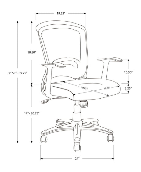 Office Chair, Adjustable Height, Swivel, Ergonomic, Armrests, Mesh - Black HouseOfZazla