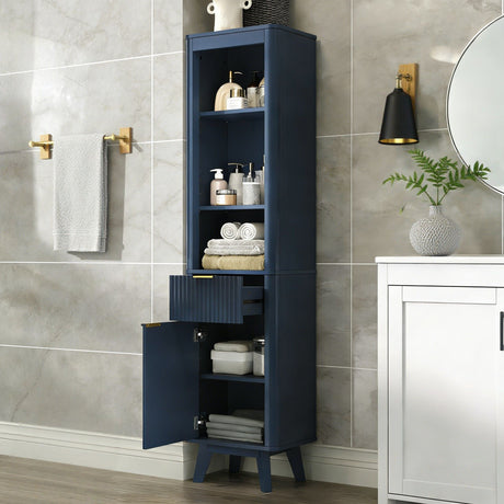 Tall Bathroom Storage Cabinet With Adjustable Shelves And 1 Drawer & Door HouseOfZazla