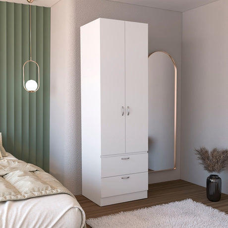 Armoire Organiser, Two Shelves, Rod, Double Door Cabinet Armoire HouseOfZazla